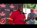 Chiefs training camp 2019: offensive coordinator Eric Bieniemy speaks to the media