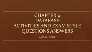 ACTIVITY 9.1 ANSWERS CHAPTER 9 DATABASE