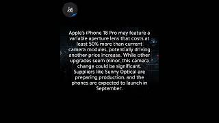 iPhone 18 Pro variable aperture lens may raise price by 50%