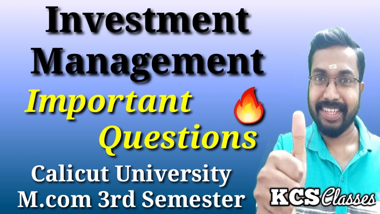 Investment Management|Important Questions|Calicut University M.com 3rd Semester