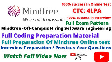 Mindtree Full Exam Pattern / Coding Preparation Material / Preparation Of Mindtree Online test