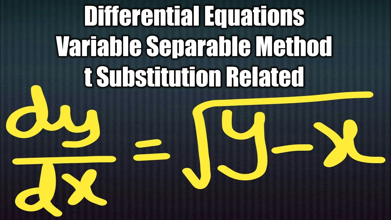 #DifferentialEquations #Solve dy/dx = root (y - x) # ...