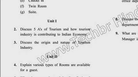 BHM 1st Sem Reappear Front Office Operation Question Paper