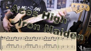 Video thumbnail of "Iron Maiden - Aces High [BASS COVER] - with notation and tabs"