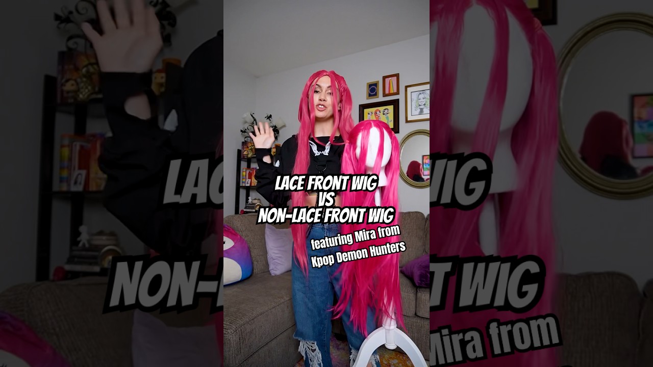 🤔 which wig do you like better? 🤔 #kpopdemonhuntersnetflix #wigstyling #cosplaytutorial