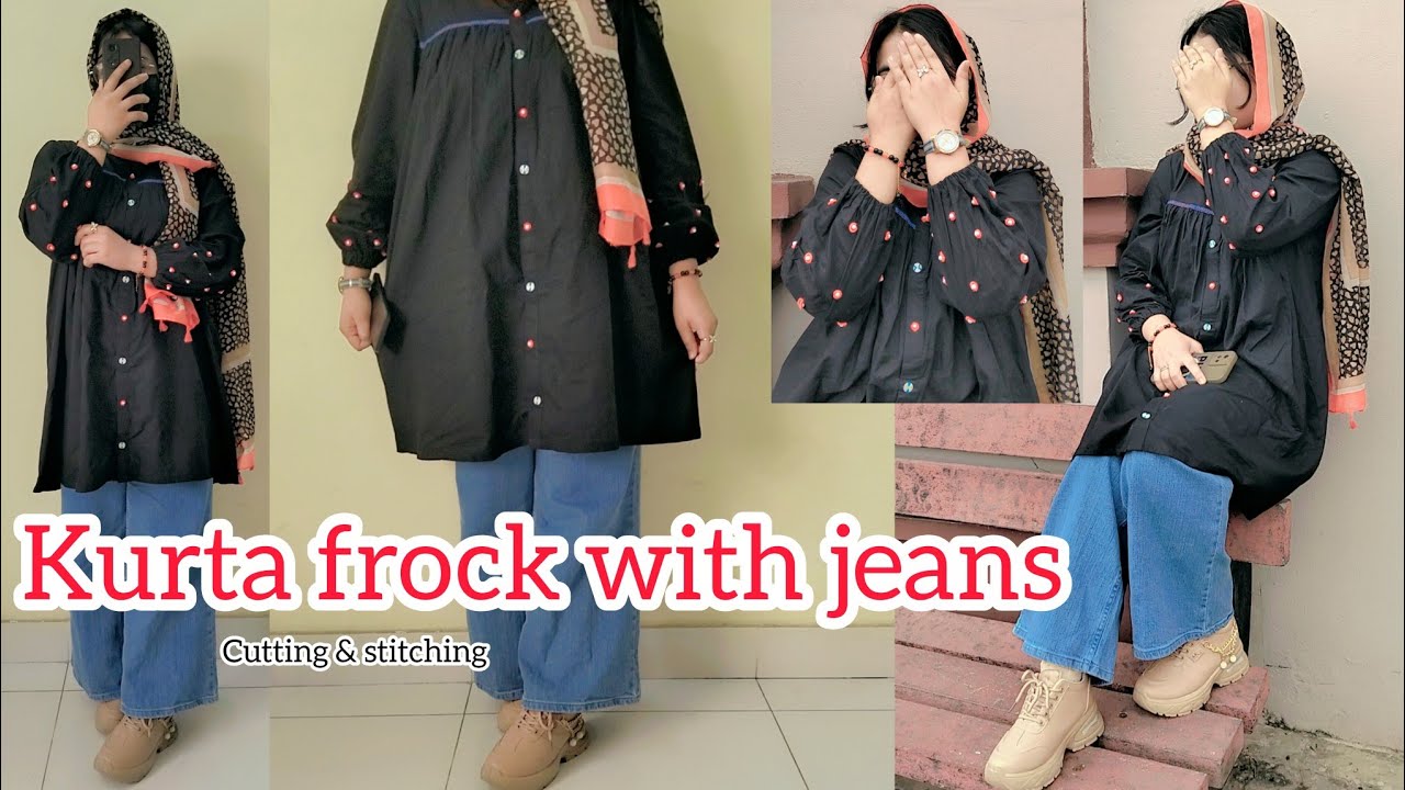 Winter special frock cutting & stitching || Frock designing idea with hand embroidery 