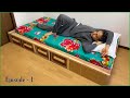 How to make Bed || Bed with massive drawer || Cardboard bed