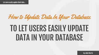 How to Update Data In Your Database Using MySQLi and PDO