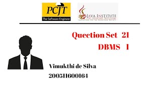 Quection Set 21 Database Management Systems | Java Institute