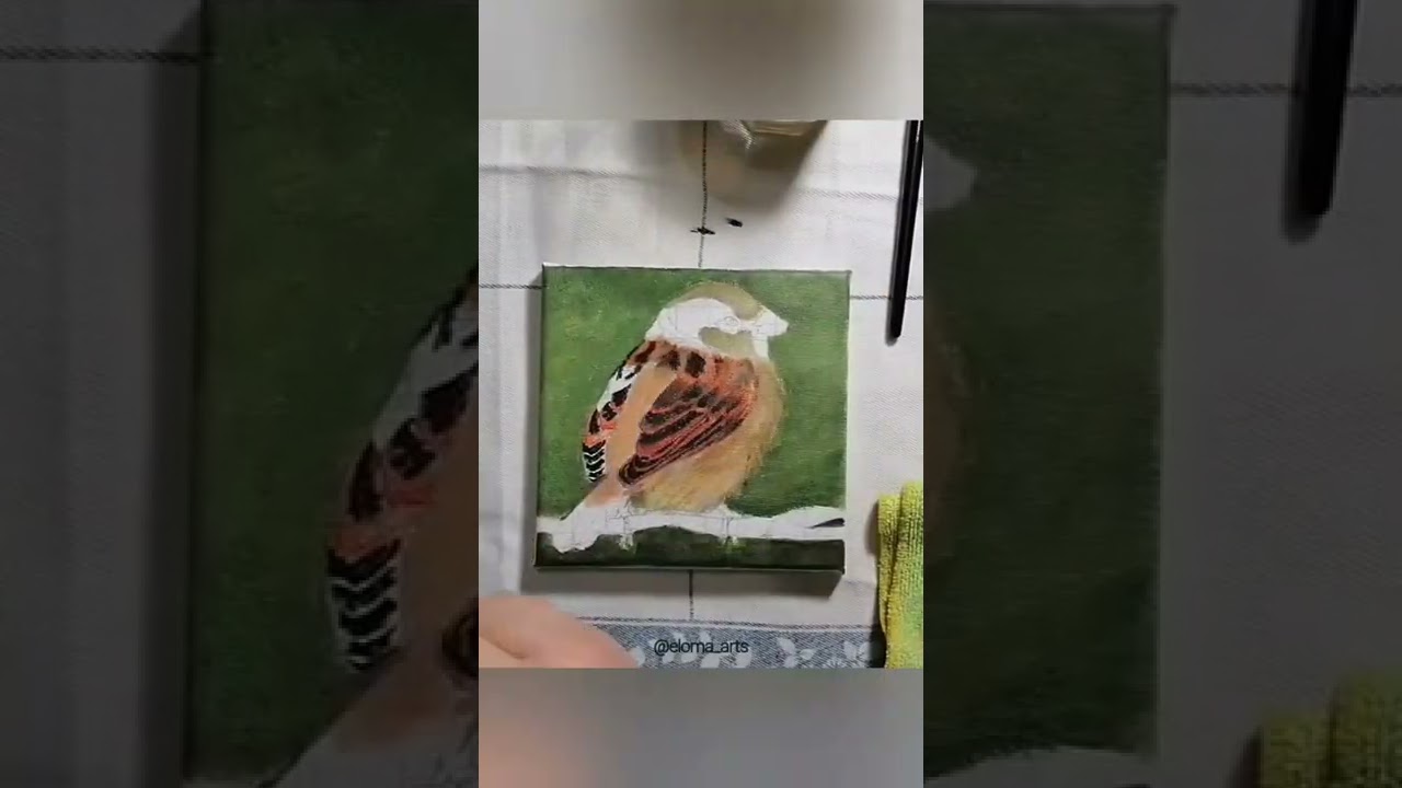 House Sparrow, Acrylic on canvas by Eloma Arts, 2021. 