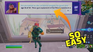 Place Gym Equipment In Fish Thiccs Bat Aquarium In Fortnite Season 4 Stage 12 Of 14