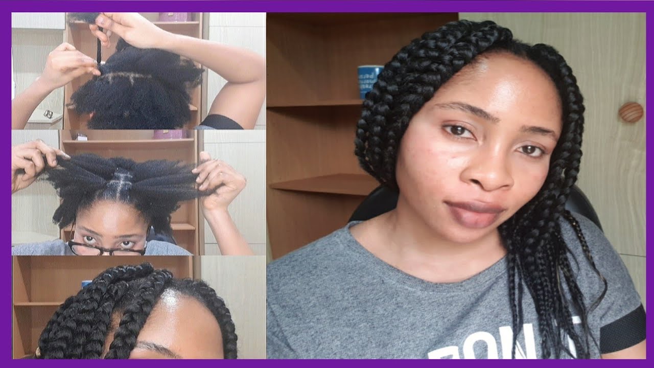 DIY JUMBO BOX BRAIDS RUBBER BAND METHOD RUBBER BAND BOX BRAIDS