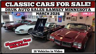 CLASSIC CARS FOR SALE!!  LOT WALK  -  Druk Auto Sales Ramsey Minnesota March 2026