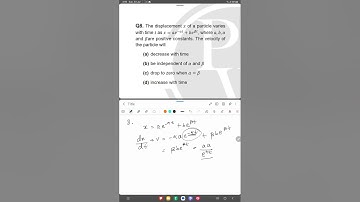 YAKEEN DPP The displacement x of a particle varies  with time t as x =