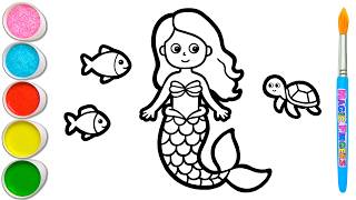 🧜‍♀️🌊 Mermaid and Her Lovely Sea Friends | Mindful Drawing, Painting, Coloring for Kids #435 screenshot 5