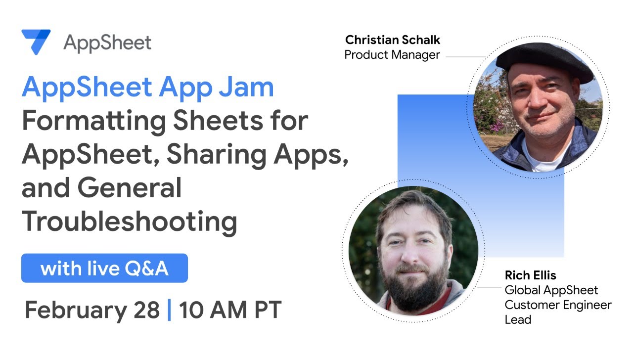 AppSheet App Jam Formatting Sheets for AppSheet, Sharing Apps, and General Troubleshooting