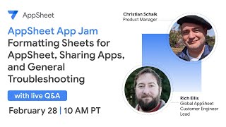 AppSheet App Jam Formatting Sheets for AppSheet, Sharing Apps, and General Troubleshooting