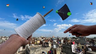 Kite Catching Kite Fighting With Panda 8400 Manjha Test Rooftop Kite Looting Kite Catch Kite