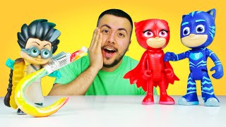 PJ Masks oyuncakları ile seçkin bölümler! Pijamaskeliler şekerleri kurtarıyor! Oyun videoları