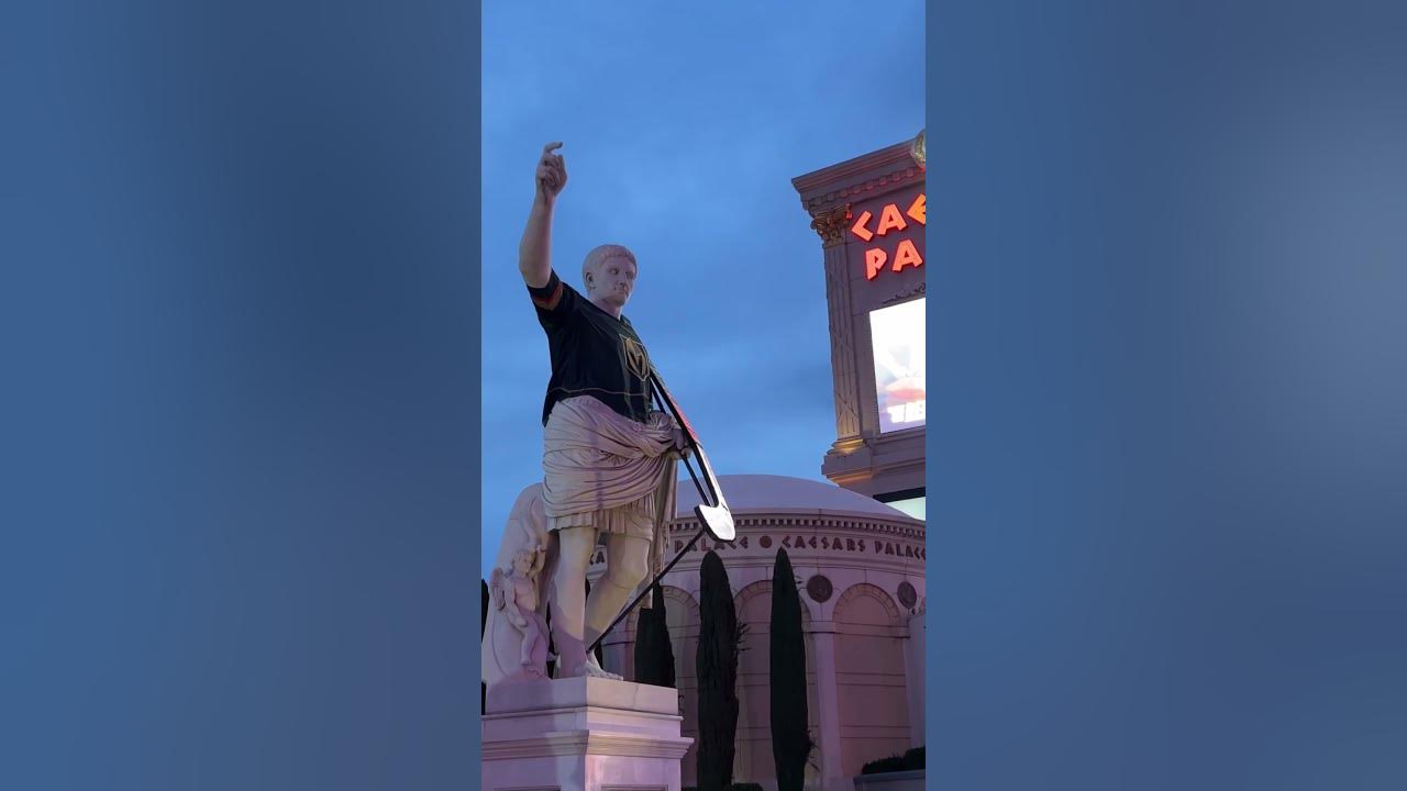 Caesars Palace statue gets decked out in Golden Knights gear