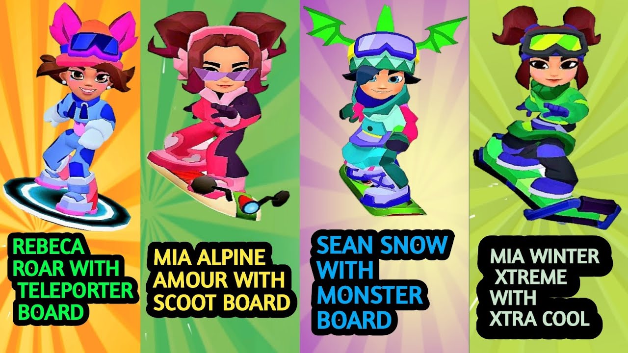 Subway Surfers : Rebeca Roar | Mia Alpine Amour | Sean Snow | Mia Winter Xtreme Four Character 