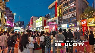 서울 홍대 젊음의 거리 평일 저녁 도심풍경, Seoul, South Korea, Travel, 4K