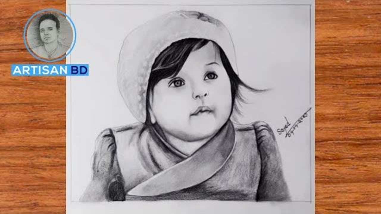 how to draw a realistic baby girl step by step - YouTube