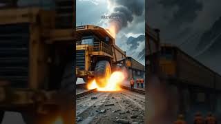 A large truck spewed fire and nearly hit the mine workers.😭#shortvideo #subscribe #aivideo screenshot 3