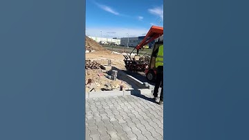 The process of installing paving blocks with a machine and neatly to be used as a road #shorts