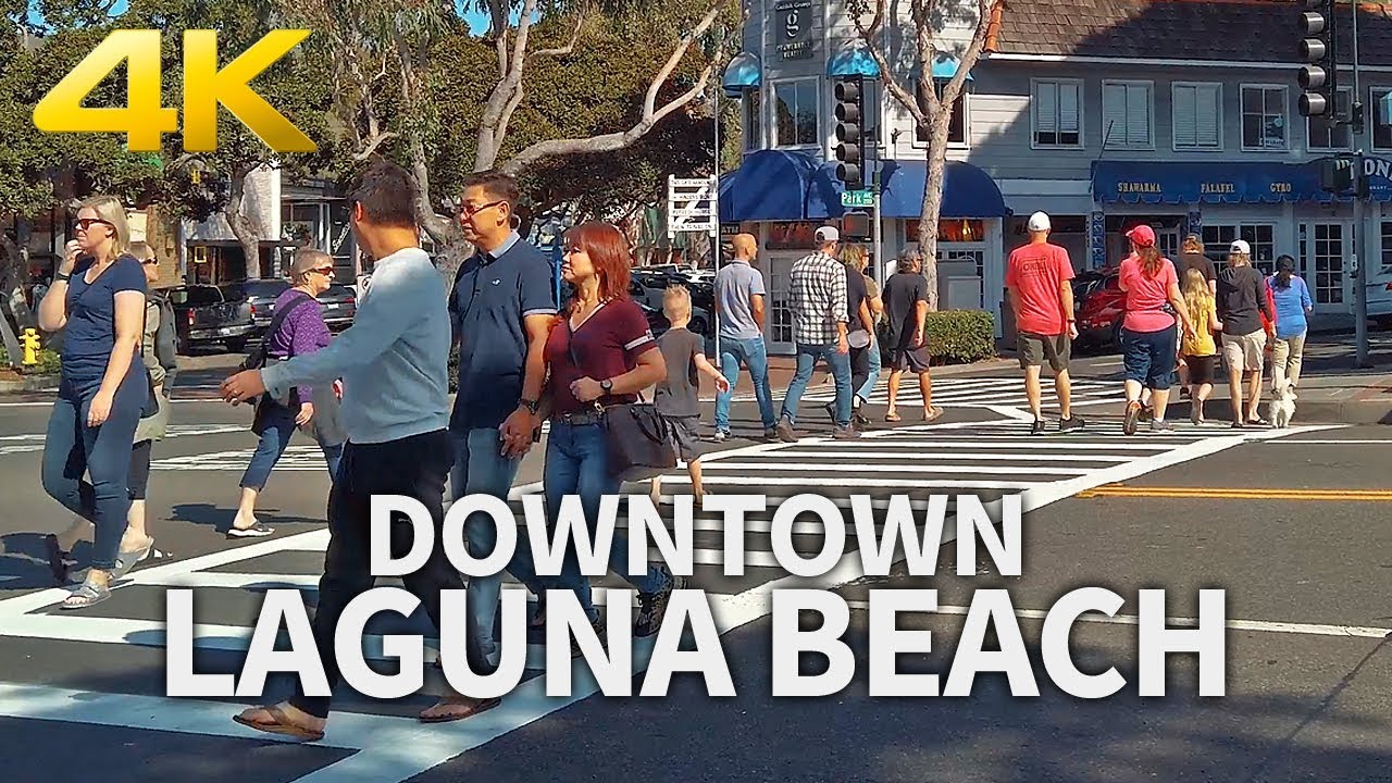 LAGUNA BEACH - Downtown Laguna Beach, Sunday Morning, Orange County, California, USA, Travel, 4K UHD