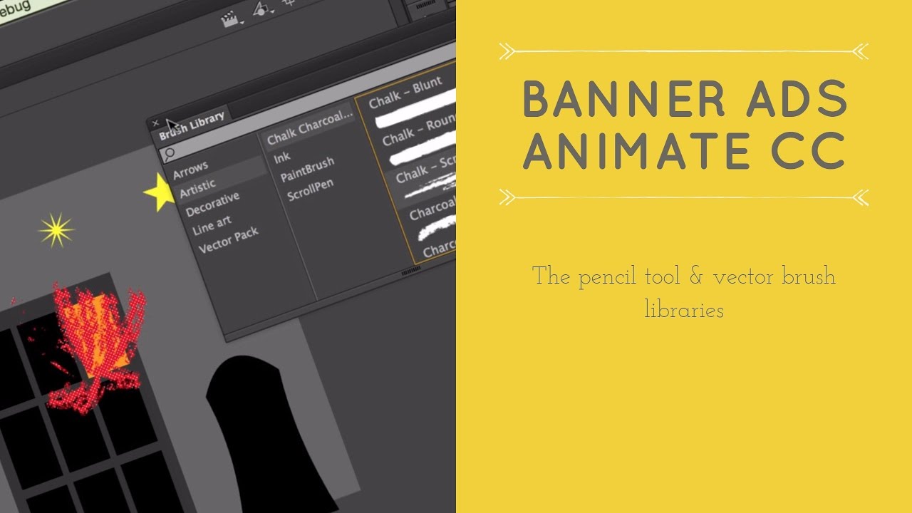 The pencil tool & vector brush libraries HTML5 Banner Ads in Adobe