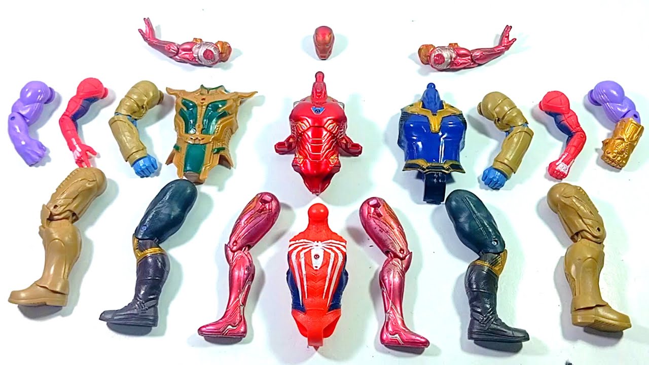 ASSEMBLE SUPERHERO TOYS.. IRONMAN vs THANOS ARMOR vs THANOS vs SPIDERMAN MILES MORALES.. 