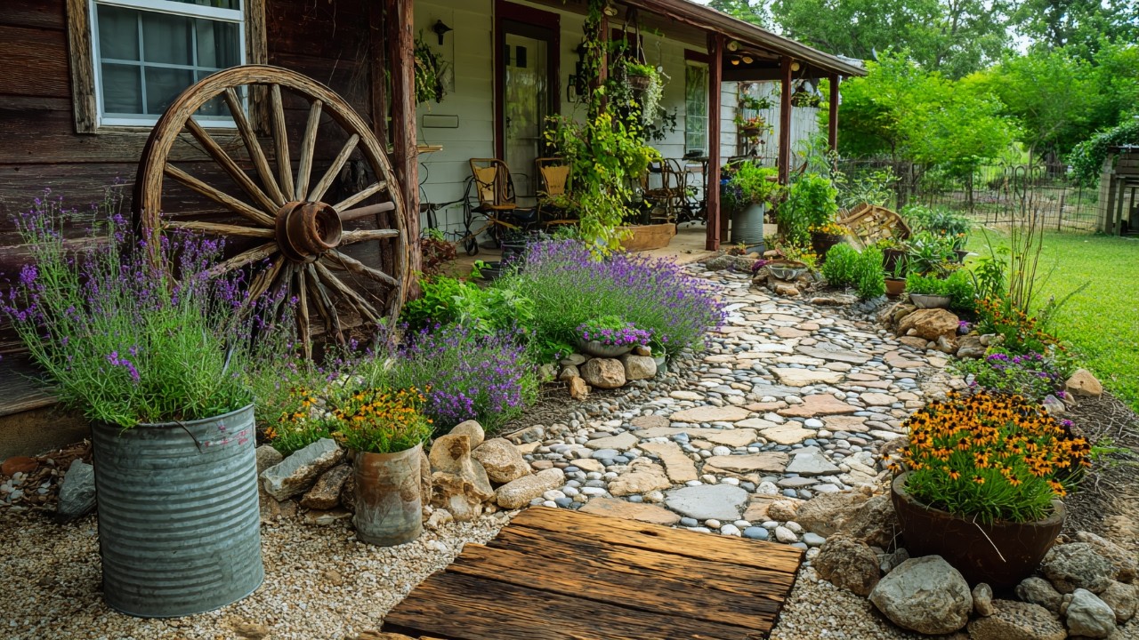 Create Small Rustic Garden Pathways Using Upcycled Wood