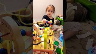 😘CUTE 3 YEAR OLD GIRLS PLAYING B TOYS WOODEN ACTIVITY CUBES -ZANY ZOO #shorts #toddler #cute #toys