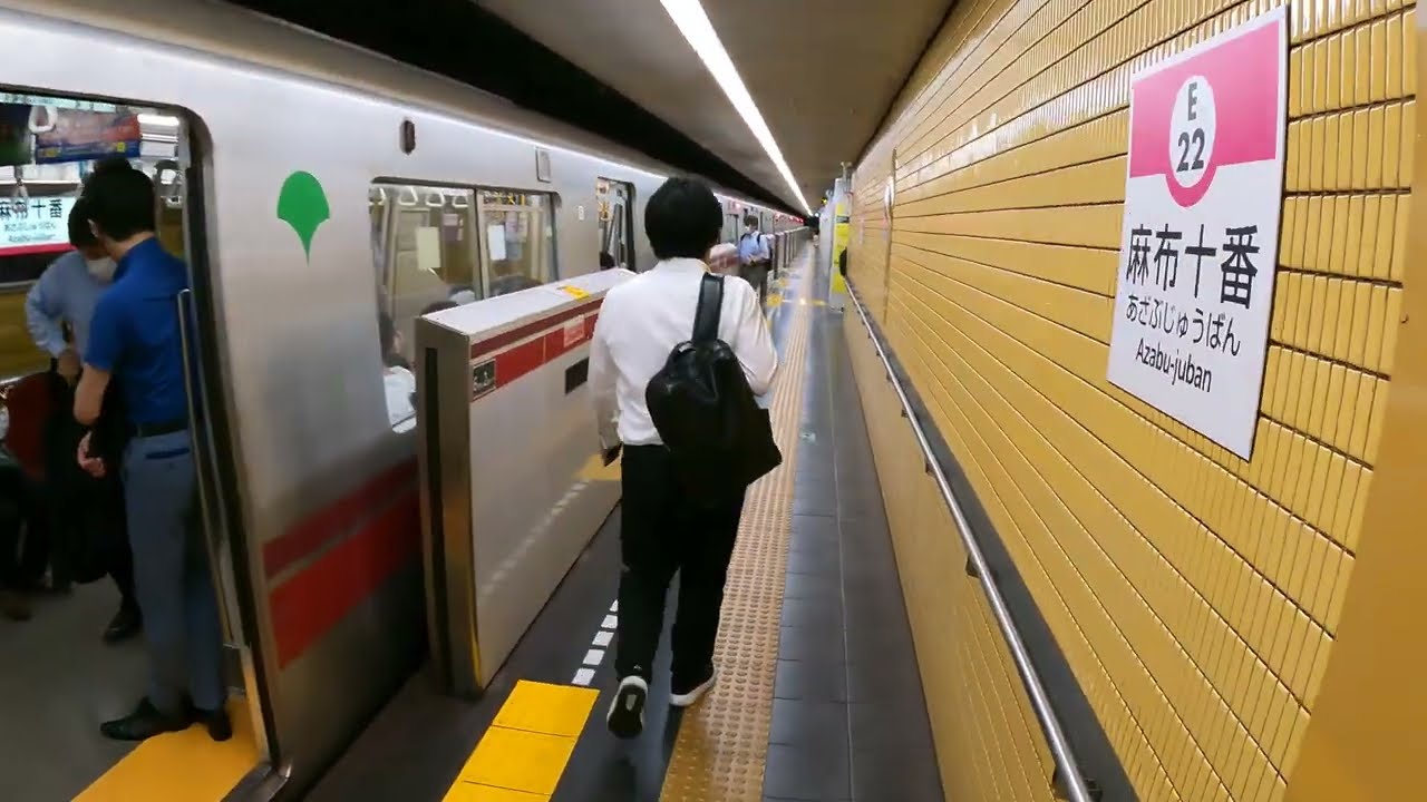 【4K】Azabujuban Station E22 麻布十番駅 Toei Ōedo Line Platform Walk【JAPAN