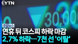 연휴 뒤 악재 소화에 코스피 2%대 하락...7천피 이탈 / Ytn