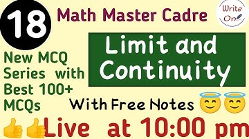 BEST 100 MCQs for Limit & Continuity| Limit and Continuity|Master Cadre Math 2022|Ch - 3|Full Course