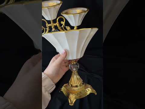Конфетница большая, фруктовница на золотой ножке, с золотой гравировкой, стеклянная 31 см. праздничная сервировка стола Антуанетта, видео 1