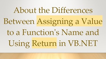 About the Differences Between Assigning a Value to a Function