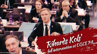 Rihards Kols Intervention At Osce Pa Russian War Criminals Have No Place Here