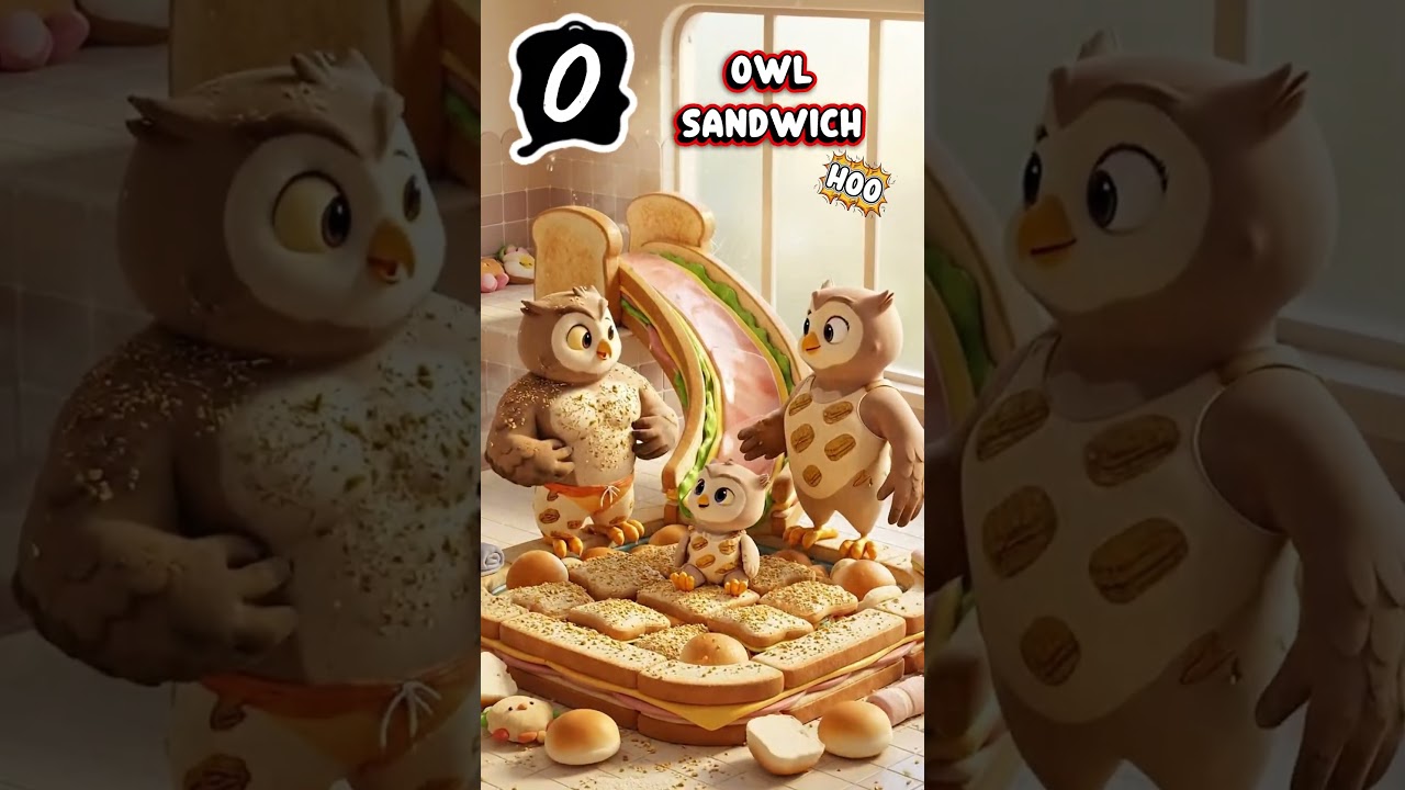 M N O P Обезьяна Тритон Сова Панда 🍔🍟🍕🍩 Семейная любовь важнее фастфуда 💖