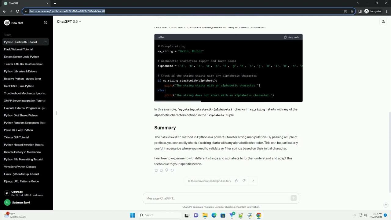 Python startswith any alpha character - YouTube