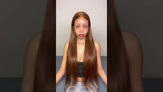 Rich brown, soft shine, bone-straight perfection 🤎 #amandahair #straighthair #wigs #gluelesswig screenshot 2