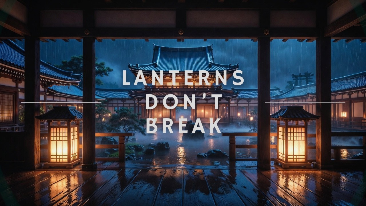 Kyoto Temple Rainstorm at Night | Lantern Light in the Flooded Zen Garden