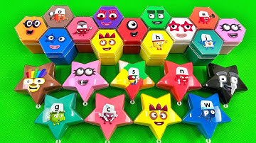Numberblocks - Looking All SLIME with Hexagon Shapes, Star, Mixing Rainbow SLIME Coloring! ASMR