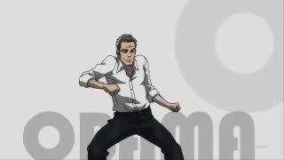 white man from the boondocks dancing while not like us sounds in the background high quality