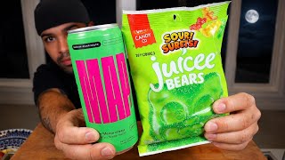 (ASMR) SOUR JUICEE GUMMY BEARS & MAP STRAWBERRY WATERMELON DRINK REVIEW/RAMBLE