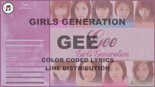 Snsd 소녀시대 - Gee Colorcoded Lyrics Line Distribution