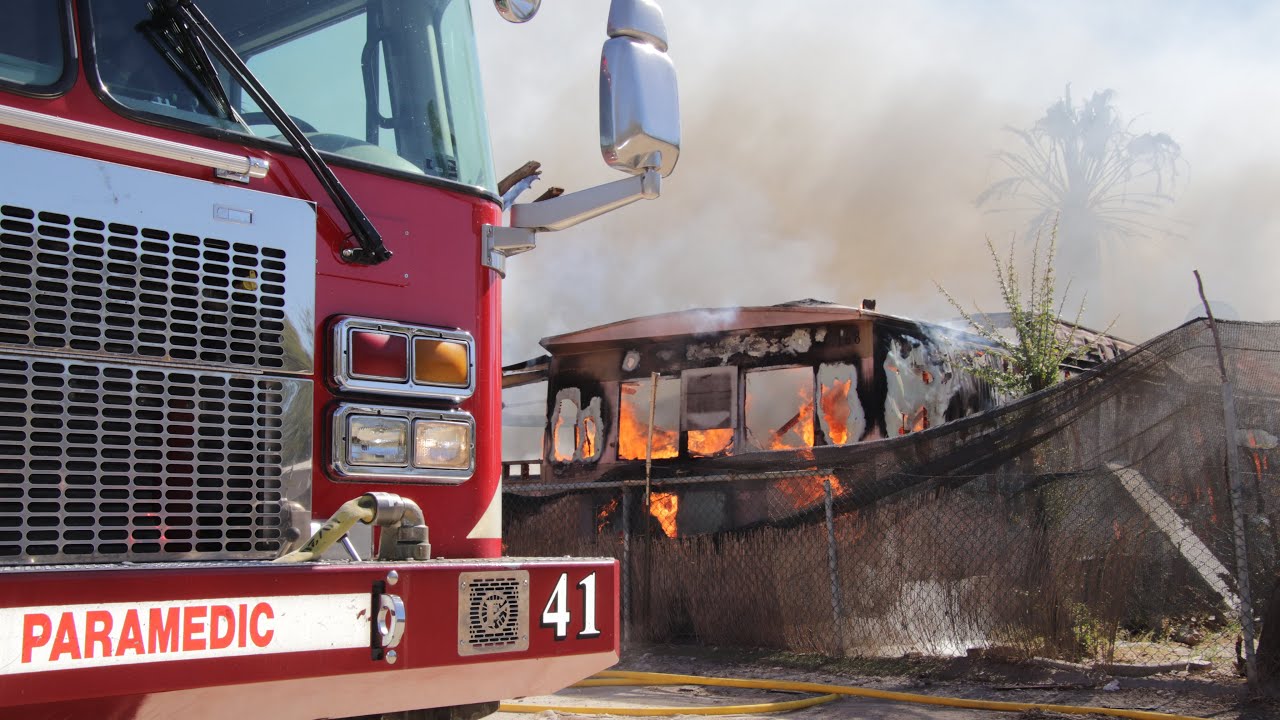 Riverside County/Cal Fire crews respond to mobile home fire in Thermal ...