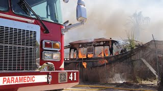 Riverside County/Cal Fire crews respond to mobile home fire in Thermal, CA
